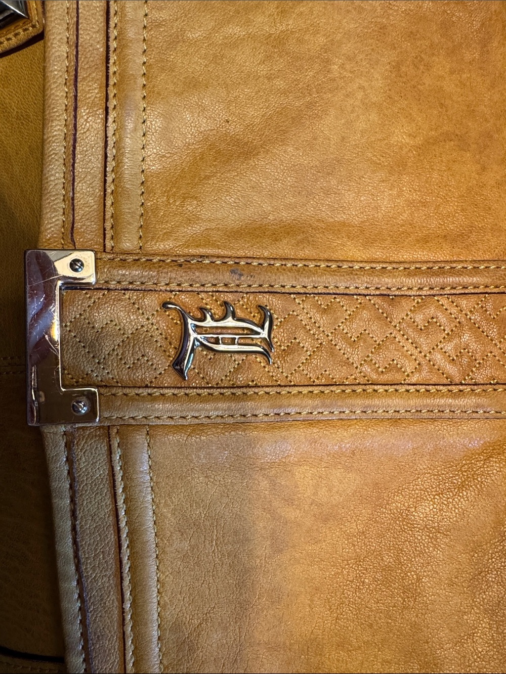 L.A.M.B. Honey Mustard Leather Shoulder Bag with Tassel - Picture 4 of 9